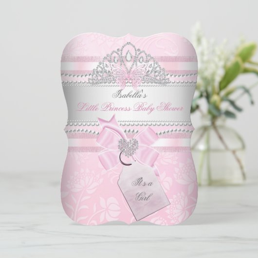 リトルプリンセスかわいらしベビーシャワーガールバタフライ 招待状 (スタンド正面)