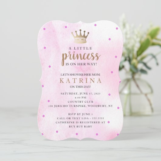 リトルプリンセスが行く！ピンク色の赤ちゃんシャワー 招待状 (スタンド正面)