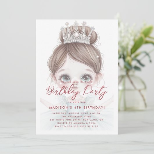 リトルプリンセスと王冠の誕生日パーティー 招待状 (スタンド正面)