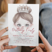 リトルプリンセスと王冠の誕生日パーティー 招待状