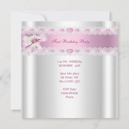 リトルプリンセスの最初の誕生日パーティーの写真2 招待状 (裏面)