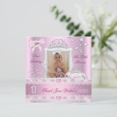 リトルプリンセスの最初の誕生日パーティーの写真 招待状 (スタンド正面)