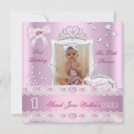 リトルプリンセスの最初の誕生日パーティーの写真 招待状