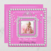 リトルプリンセスの最初の誕生日パーティーの写真 招待状 (正面/裏面)