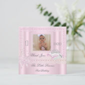 リトルプリンセスの最初の誕生日パーティーの写真 招待状 (スタンド正面)