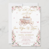 リトルプリンセスの馬車のおとぎ話の女の子のシャワー 招待状 (正面)