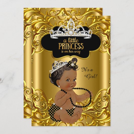 リトルプリンセスは彼女の方法ベビーシャワー民族 招待状 (正面/裏面)