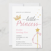 リトルプリンセスウォーターカラークラウンアンドワンド誕生日 招待状 (正面)