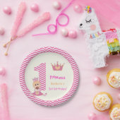リトルプリンセスガールズ1stバースデーシボ縁どロン ペーパープレート (パーティー)