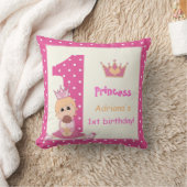 リトルプリンセスガールズ1stバースデーピンク水玉模様 クッション (ブランケット)