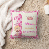 リトルプリンセスガールズ1th birthday pink damask クッション (ブランケット)