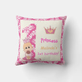 リトルプリンセスガールズ1th birthday pink damask クッション (裏面)