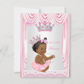 リトルプリンセスガールベビーシャワーピンク民族 招待状 (正面)