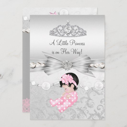 リトルプリンセスガールベビーシャワー招待状 招待状 (正面/裏面)