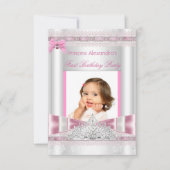 リトルプリンセスガール最初の誕生日パーティーの写真 招待状 (正面)
