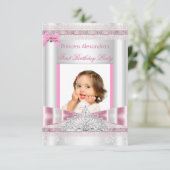 リトルプリンセスガール最初の誕生日パーティーの写真 招待状 (スタンド正面)