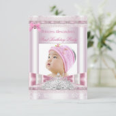 リトルプリンセスガール最初の誕生日パーティーの写真 招待状 (スタンド正面)