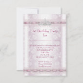 リトルプリンセスガール最初の誕生日パーティーの写真 招待状 (裏面)