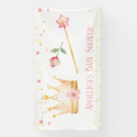 リトルプリンセスクラウンピンク赤ちゃんシャワー 横断幕 (縦)