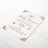 リトルプリンセスクラウンフローラガールボーイベビーシャワー 箔招待状 (回転した状態)