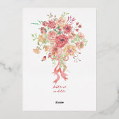 リトルプリンセスクラウンフローラガールボーイベビーシャワー 箔招待状 (裏面)