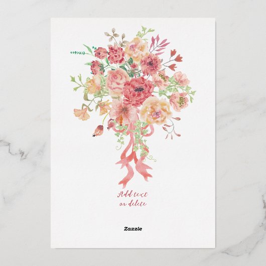 リトルプリンセスクラウンフローラガールボーイベビーシャワー 箔招待状 (裏面)