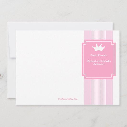 リトルプリンセスクラウン写真誕生のお知らせ 招待状 (裏面)