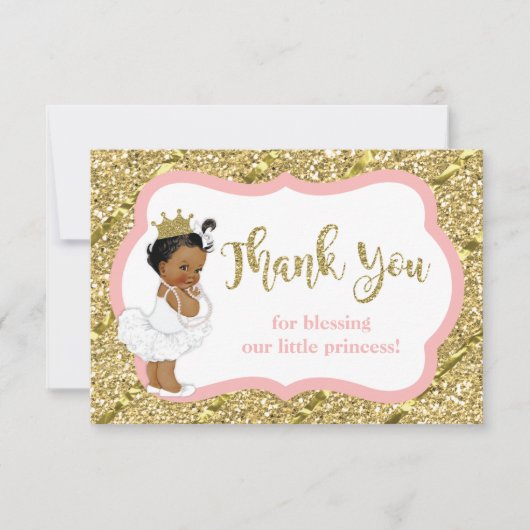 リトルプリンセスサンキューカード、フェイクグリッター サンキューカード (正面)