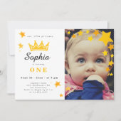 リトルプリンセスシンプルかわいいフォトバースデーパーティー 招待状 (正面)