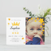 リトルプリンセスシンプルかわいいフォトバースデーパーティー 招待状 (スタンド正面)