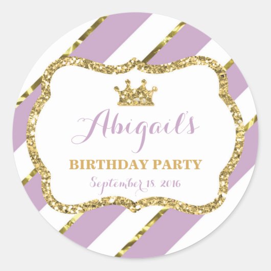 リトルプリンセスステッカー、パープル、ゴールド ラウンドシール (正面)