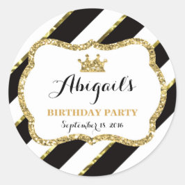 リトルプリンセスステッカー、ブラック、金ゴールド ラウンドシール