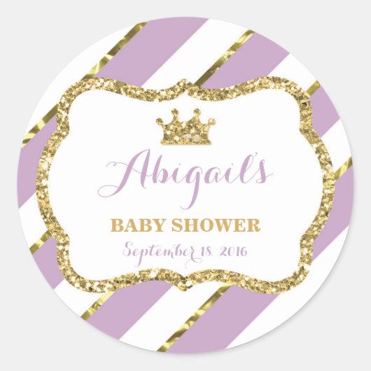 リトルプリンセスステッカー、紫、フェイクグリッター ラウンドシール (正面)