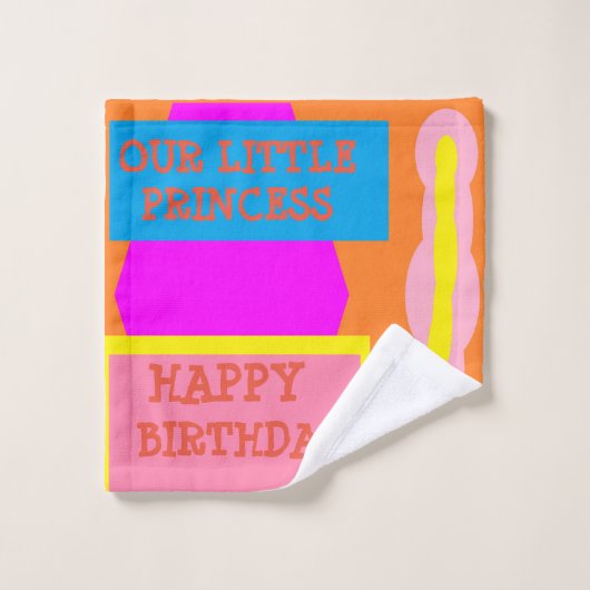 リトルプリンセスハッピーバースデーピンクレモンデザイン ウォッシュタオル (ウォッシュタオル)
