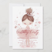リトルプリンセスバレリナピンクバースデーパーティー 招待状 (正面)