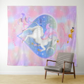 リトルプリンセスパーソナライズされたピンクユニコーン タペストリー (インサイチュ(横))