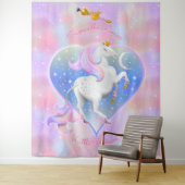 リトルプリンセスパーソナライズされたピンクユニコーン タペストリー (インサイチュ)