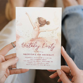 リトルプリンセスピンクとベージュの誕生日パーティー 招待状