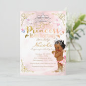 リトルプリンセスピンクエスニックダークベビーガールシャワー 招待状 (スタンド正面)