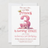 リトルプリンセスピンクキャッスル第3誕生日 招待状 (正面)