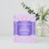 リトルプリンセスピンクパープルグレーガールベビーシャワー 招待状 (スタンド正面)