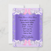 リトルプリンセスピンクパープルグレーガールベビーシャワー 招待状 (裏面)