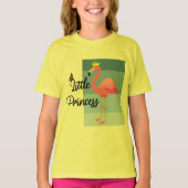 リトルプリンセスピンクフラミンゴデザイン – ガールズバシ Tシャツ (正面)