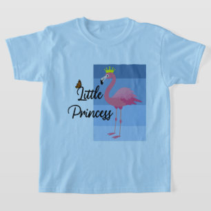 リトルプリンセスピンクフラミンゴデザイン – ガールズバシ Tシャツ