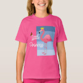 リトルプリンセスピンクフラミンゴデザイン – ガールズバシ Tシャツ (正面)
