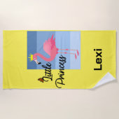リトルプリンセスピンクフラミンゴデザイン-ビーチトウエ ビーチタオル (正面)