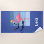 リトルプリンセスピンクフラミンゴデザイン-ビーチトウエ ビーチタオル (正面)