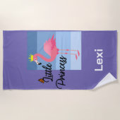 リトルプリンセスピンクフラミンゴデザイン-ビーチトウエ ビーチタオル (正面)