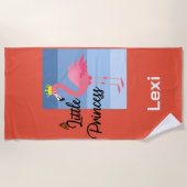 リトルプリンセスピンクフラミンゴデザイン-ビーチトウエ ビーチタオル (正面)
