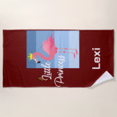 リトルプリンセスピンクフラミンゴデザイン-ビーチトウエ ビーチタオル (正面)
